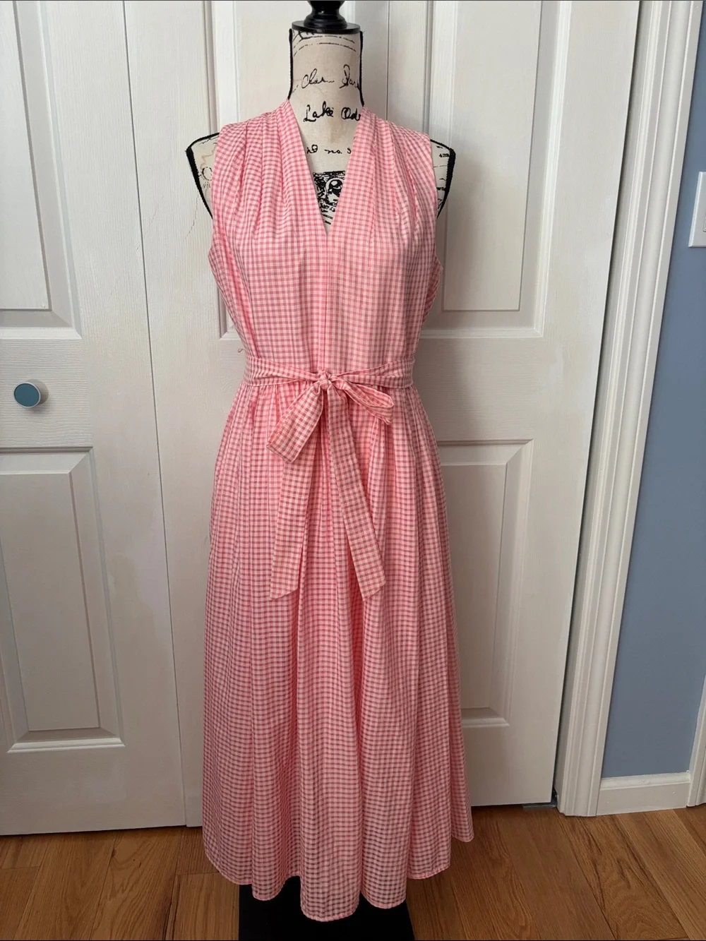 NWT Kate Spade Pink Gingham Silk Blend  Burnout Midi Dress Sz 8 / 10